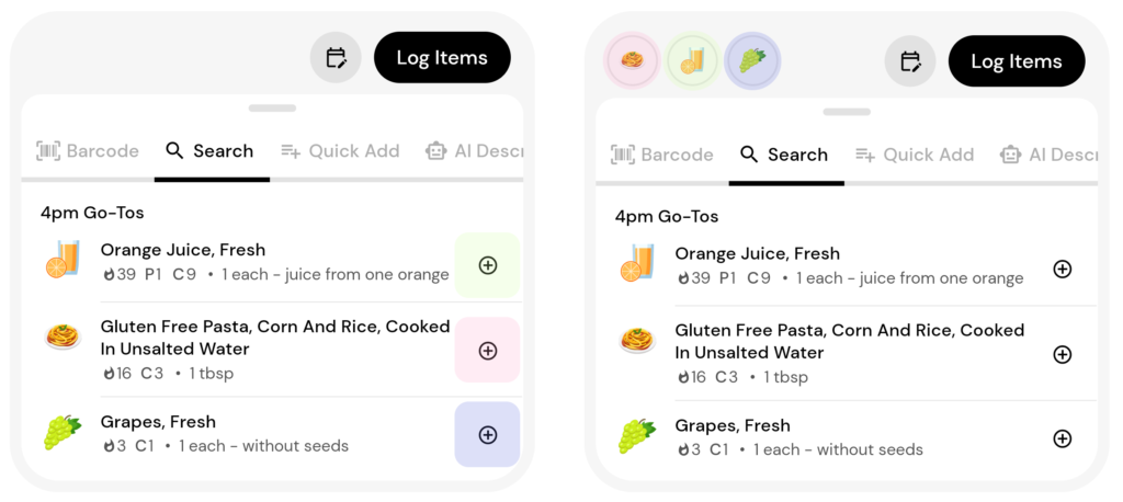 MacroFactor learns your hourly go-to foods so you can add them all at once