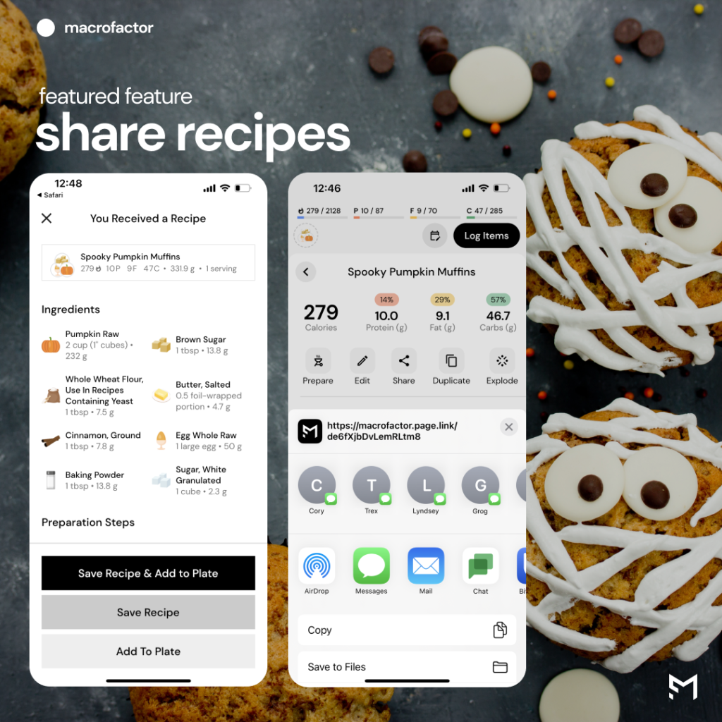 recipe sharing in MacroFactor