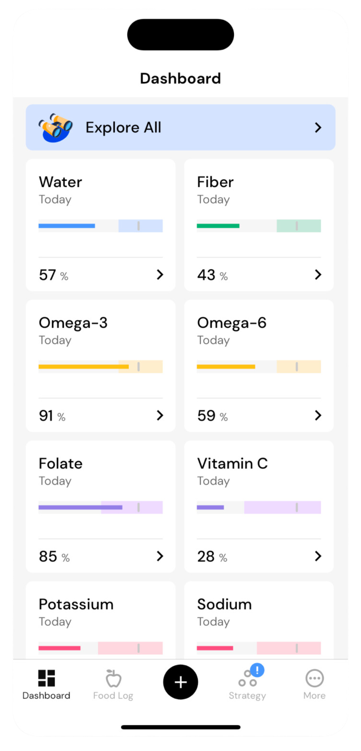 page for configuring nutrients in MacroFactor's micronutrient tracker feature