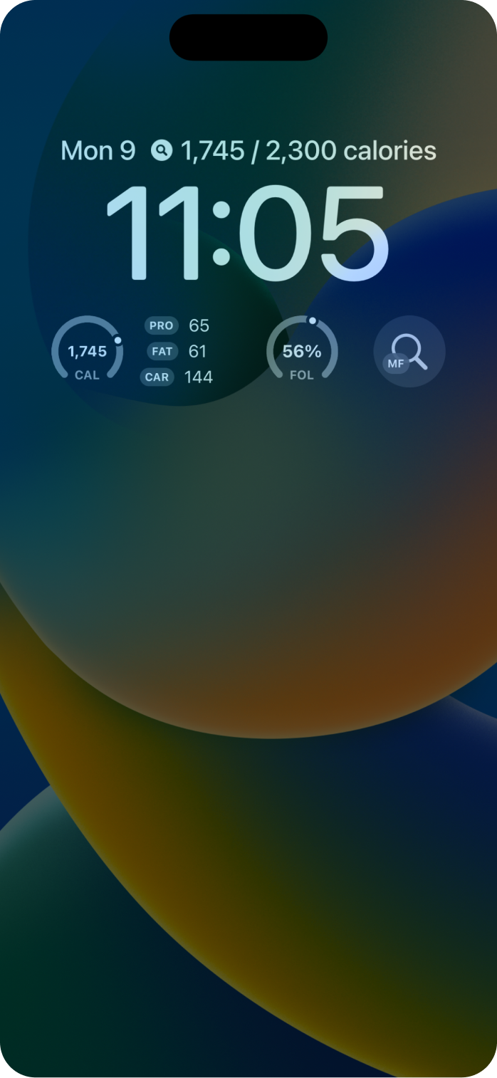 View of MacroFactor's lock screen widgets on an iOS device
